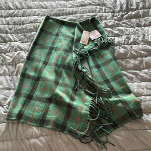 Green Plaid Fringe Skirt
